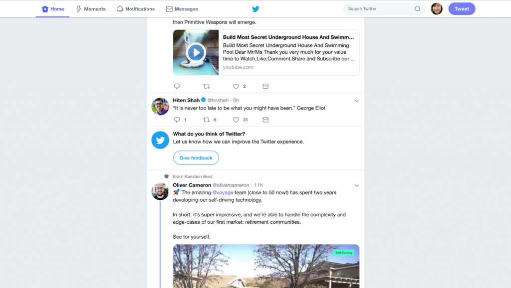 Feedback feed unit in Twitter