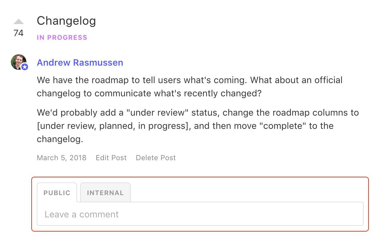 Product roadmap best practices: use a product roadmap tool that allows people to leave feedback