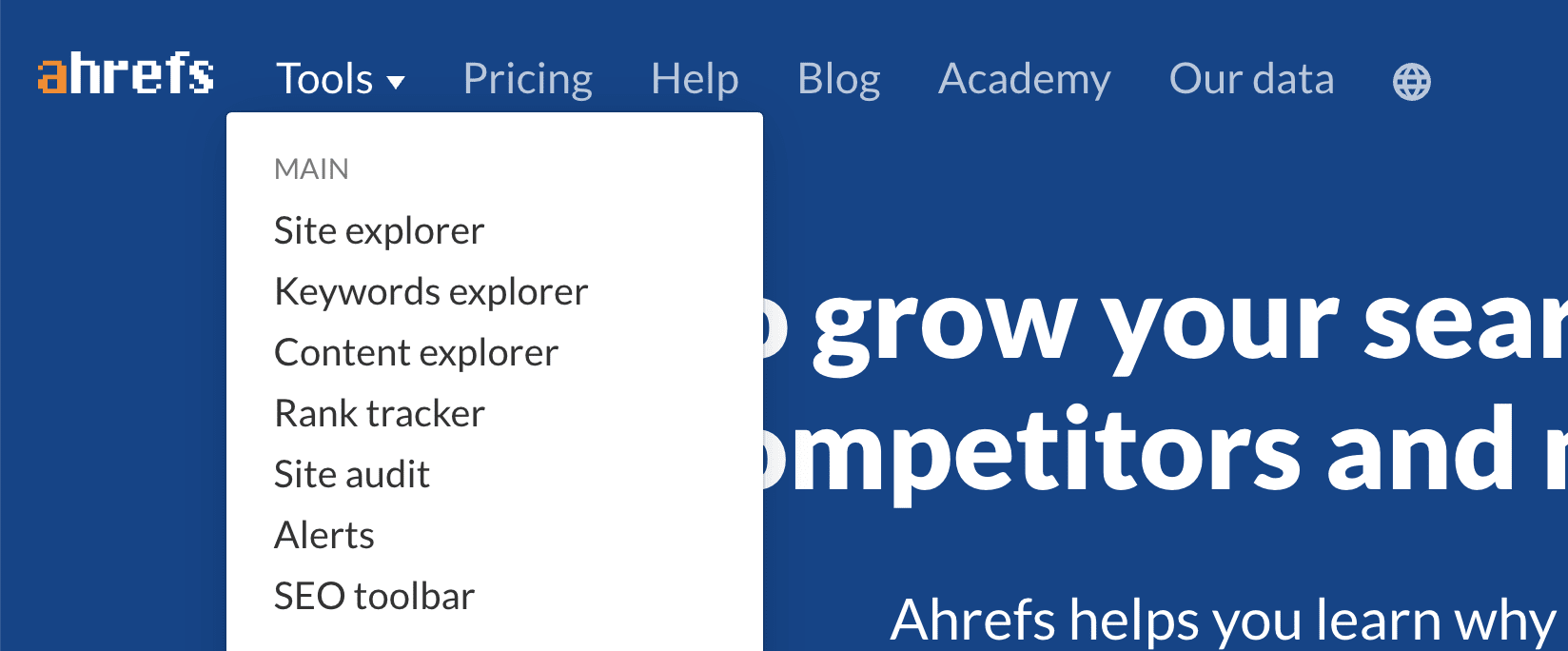 Ahrefs organizes their feedback boards by product