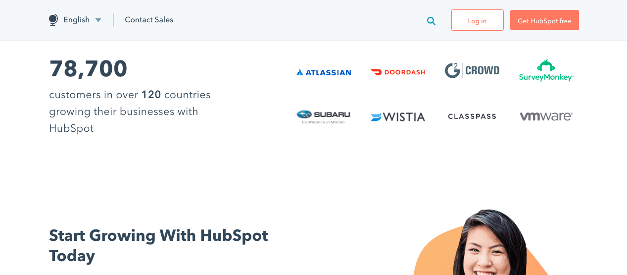 Hubspot homepage