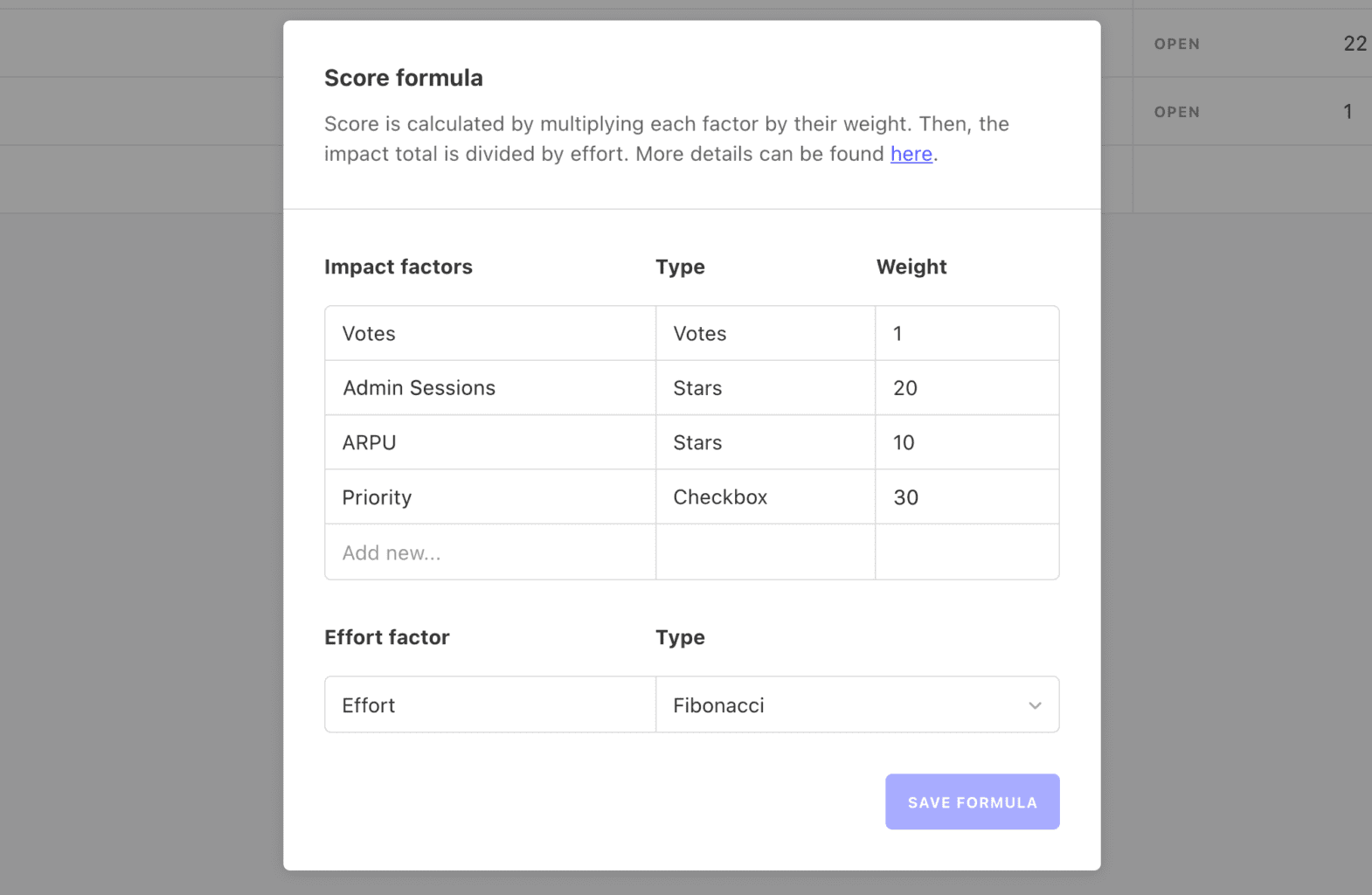 score formula prioritization tool