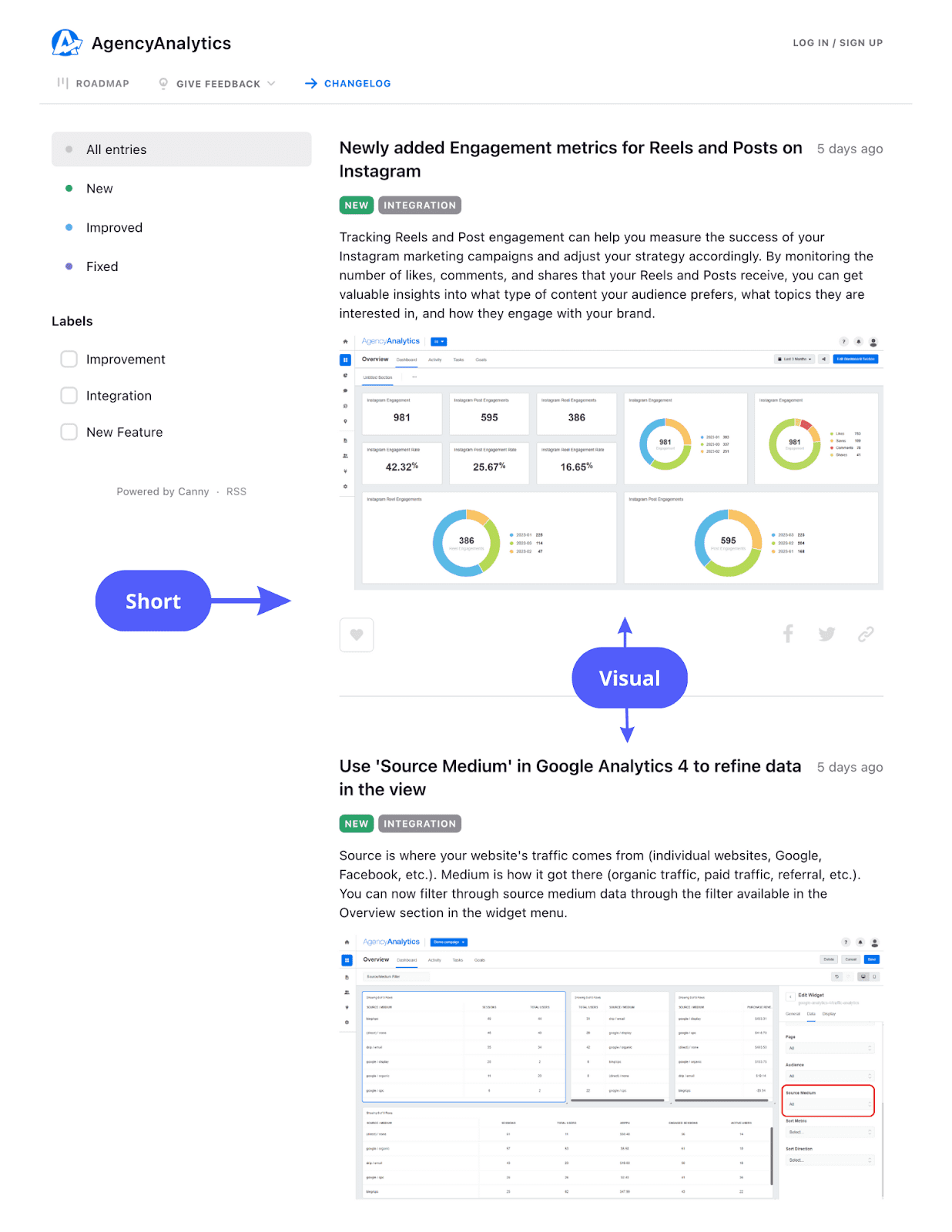 AgencyAnalytics using Canny's changelog