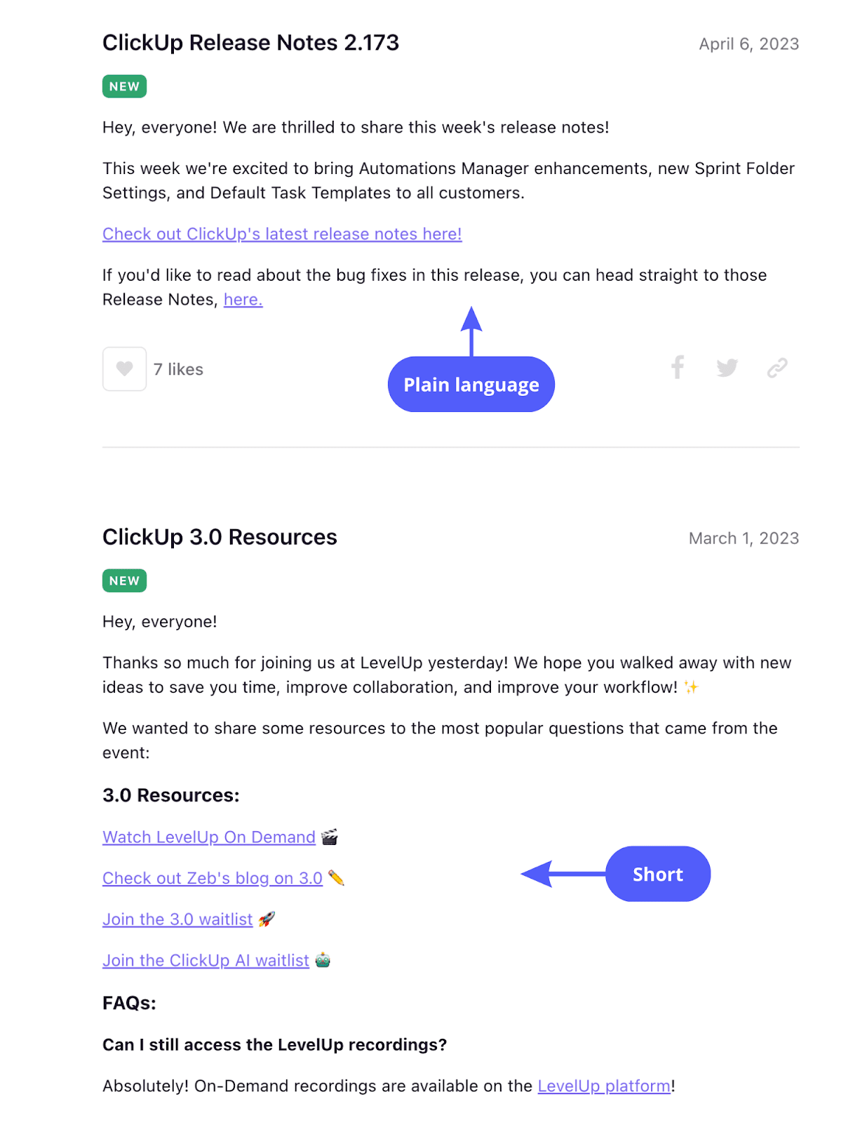 ClickUp using Canny's changelog