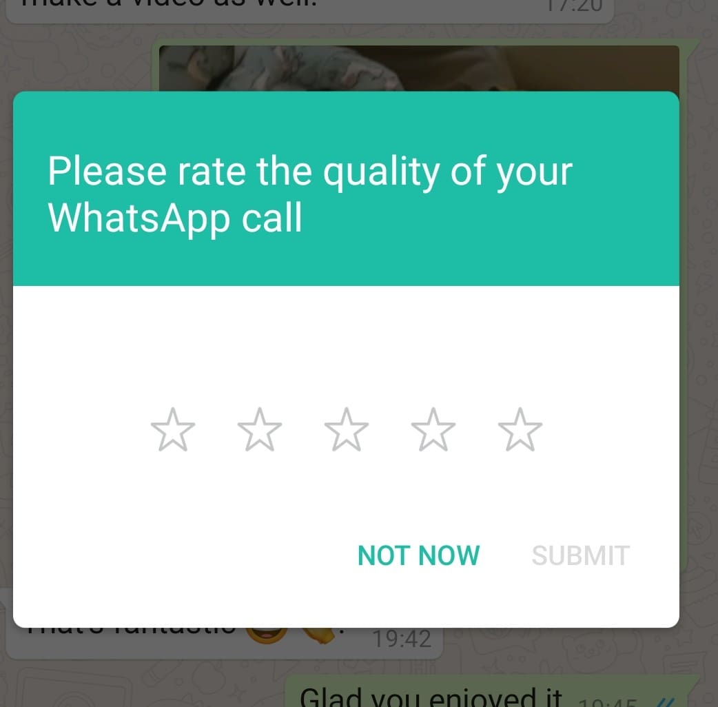 WhatsApp feedback popup