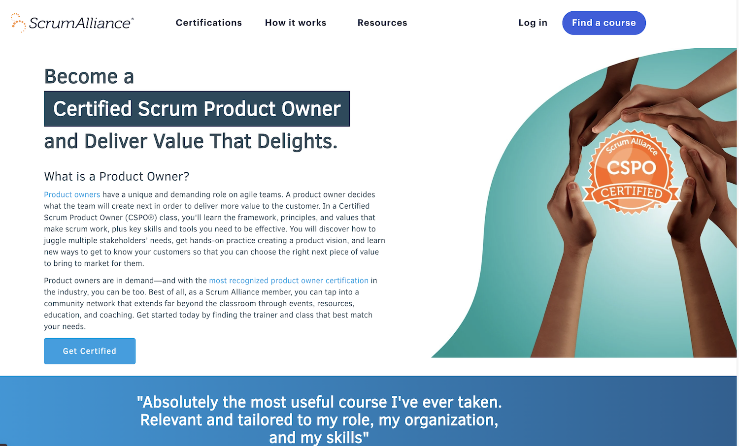 Certified Scrum Product Owner (CSPO) Scrum Alliance
