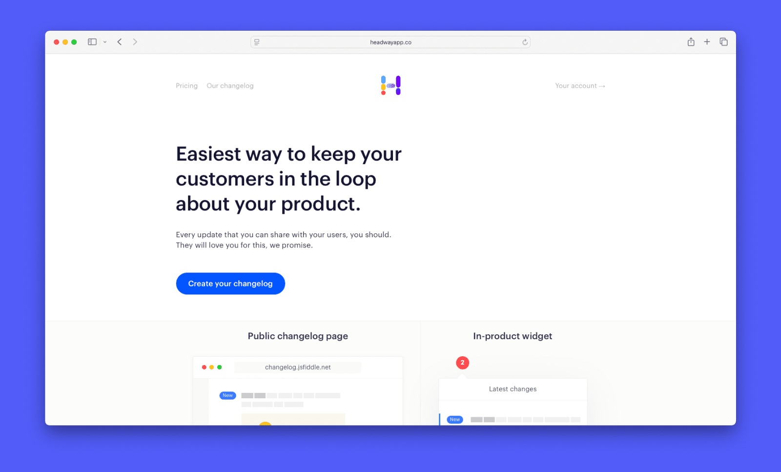 Screenshot of Headway's homepage