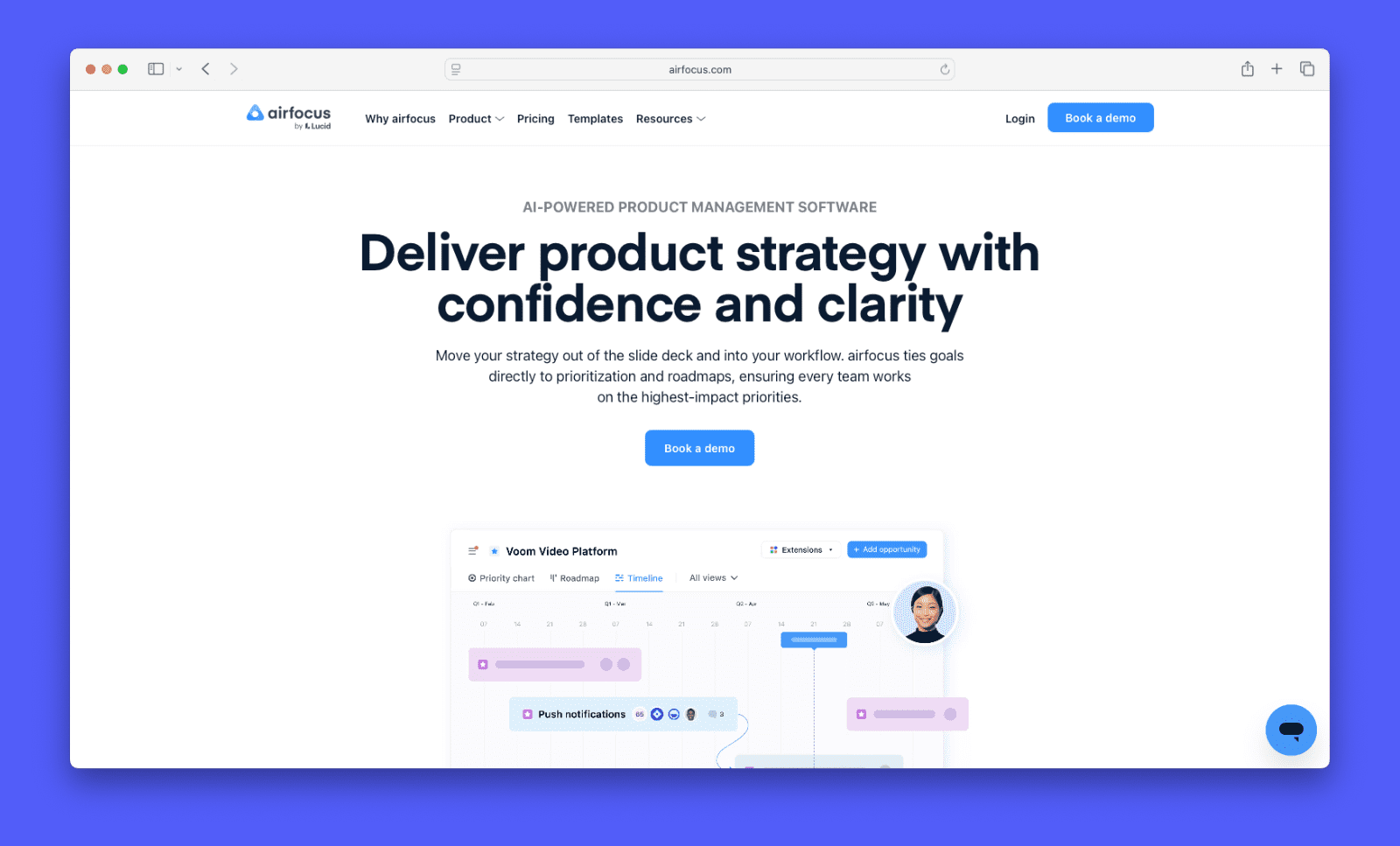 A screenshot of airfocus' homepage