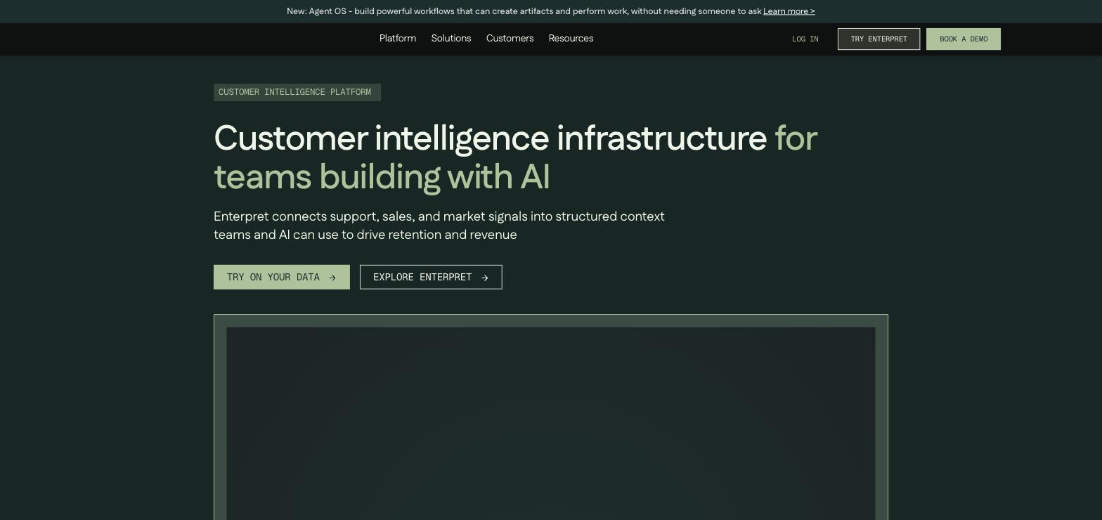 Enterpret homepage.