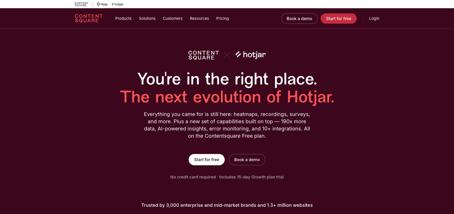 Hotjar homepage.
