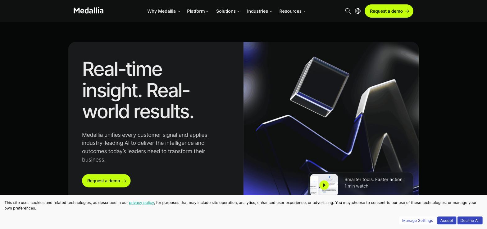 Medallia homepage.