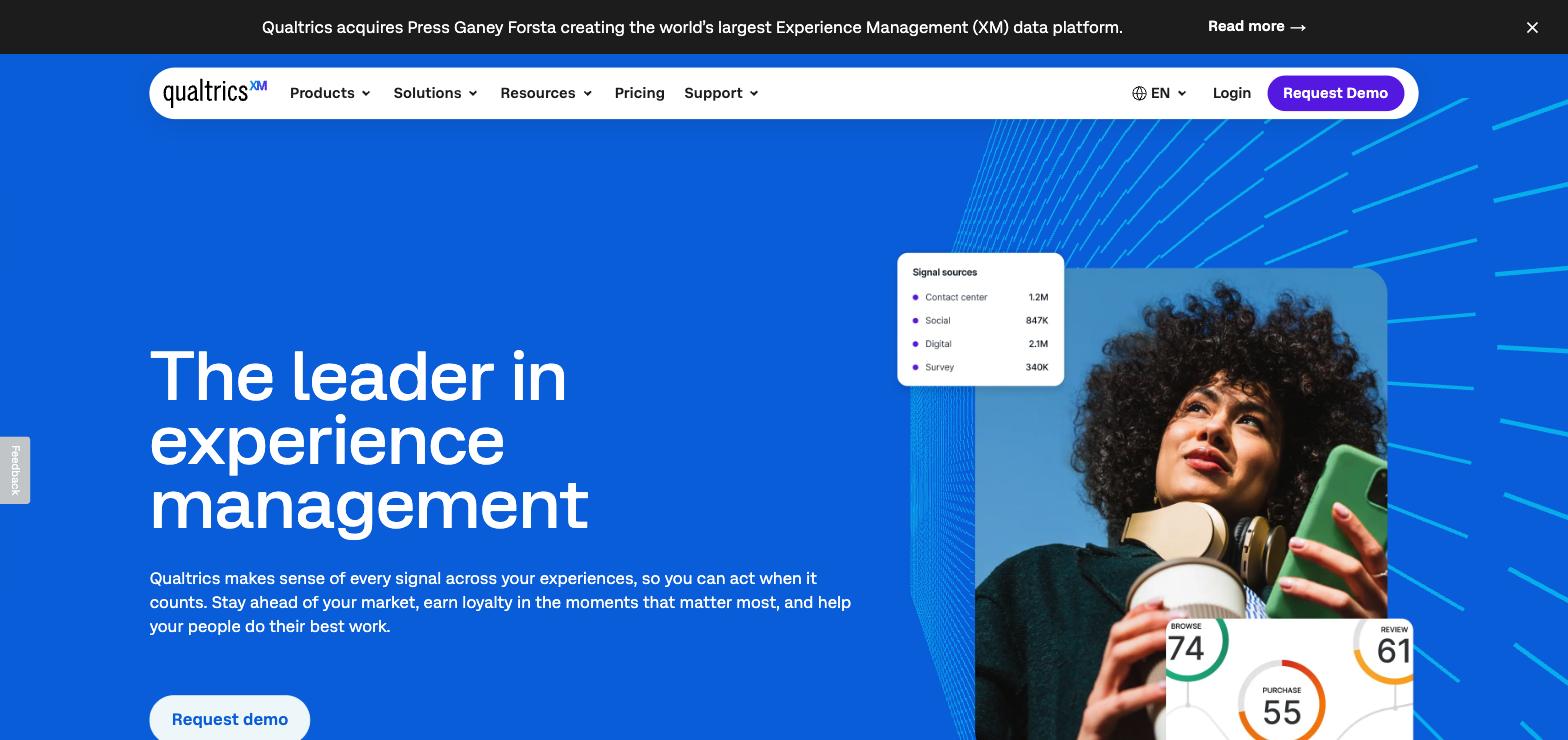Qualtrics homepage.