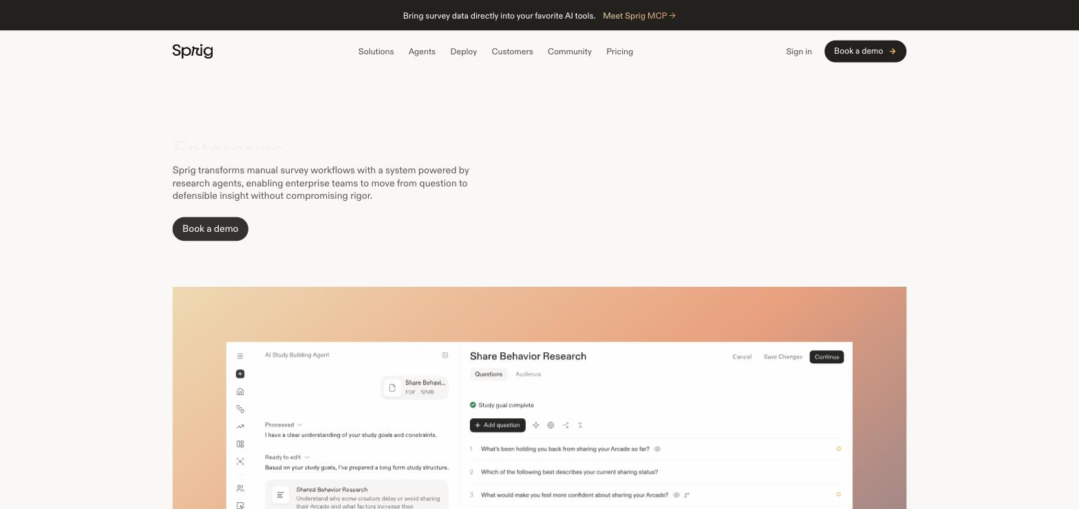 Sprig homepage.