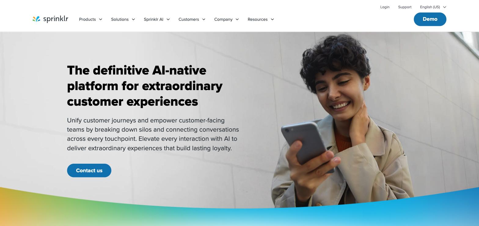 Sprinklr homepage.