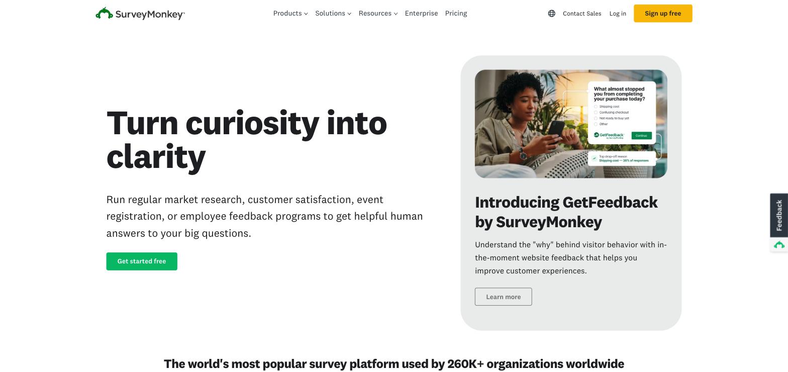 SurveyMonkey homepage.