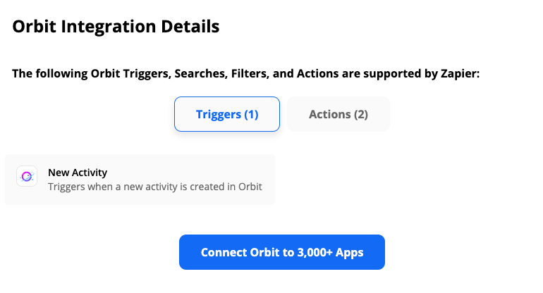 Orbit App Trigger Display