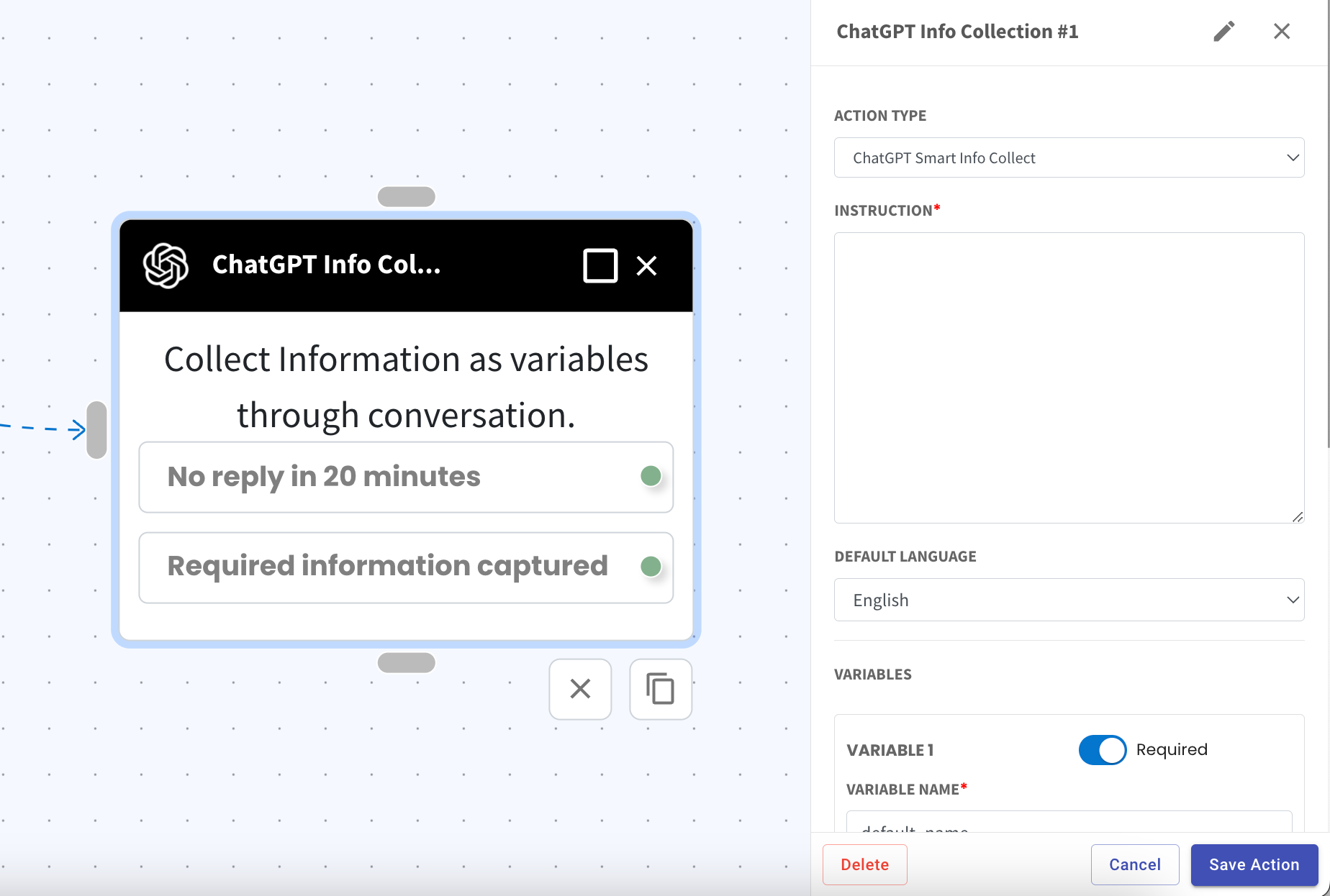 flowbuilder node ai info collect