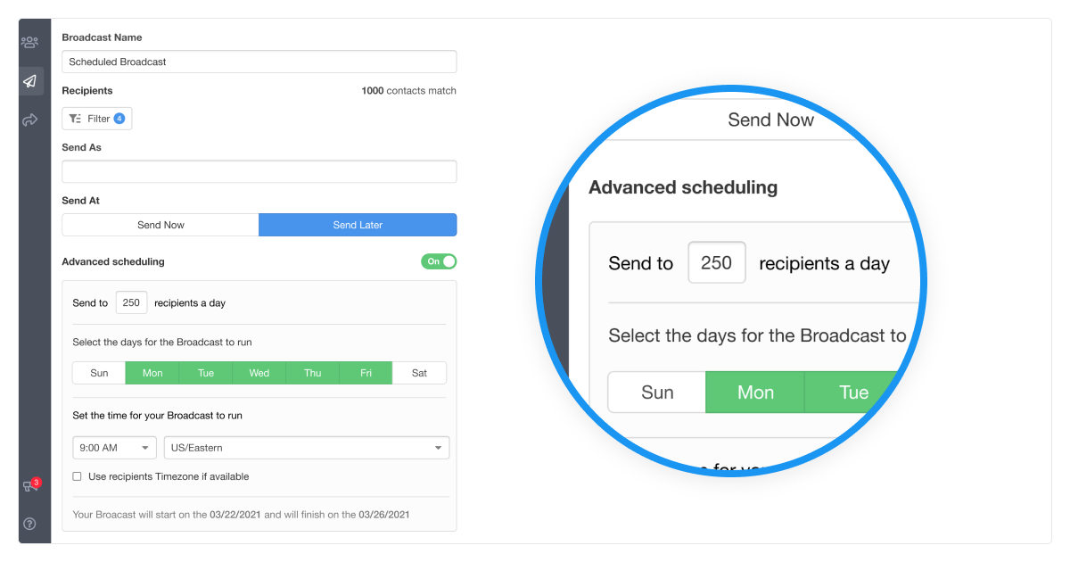 Broadcasting Advanced Drip Scheduling