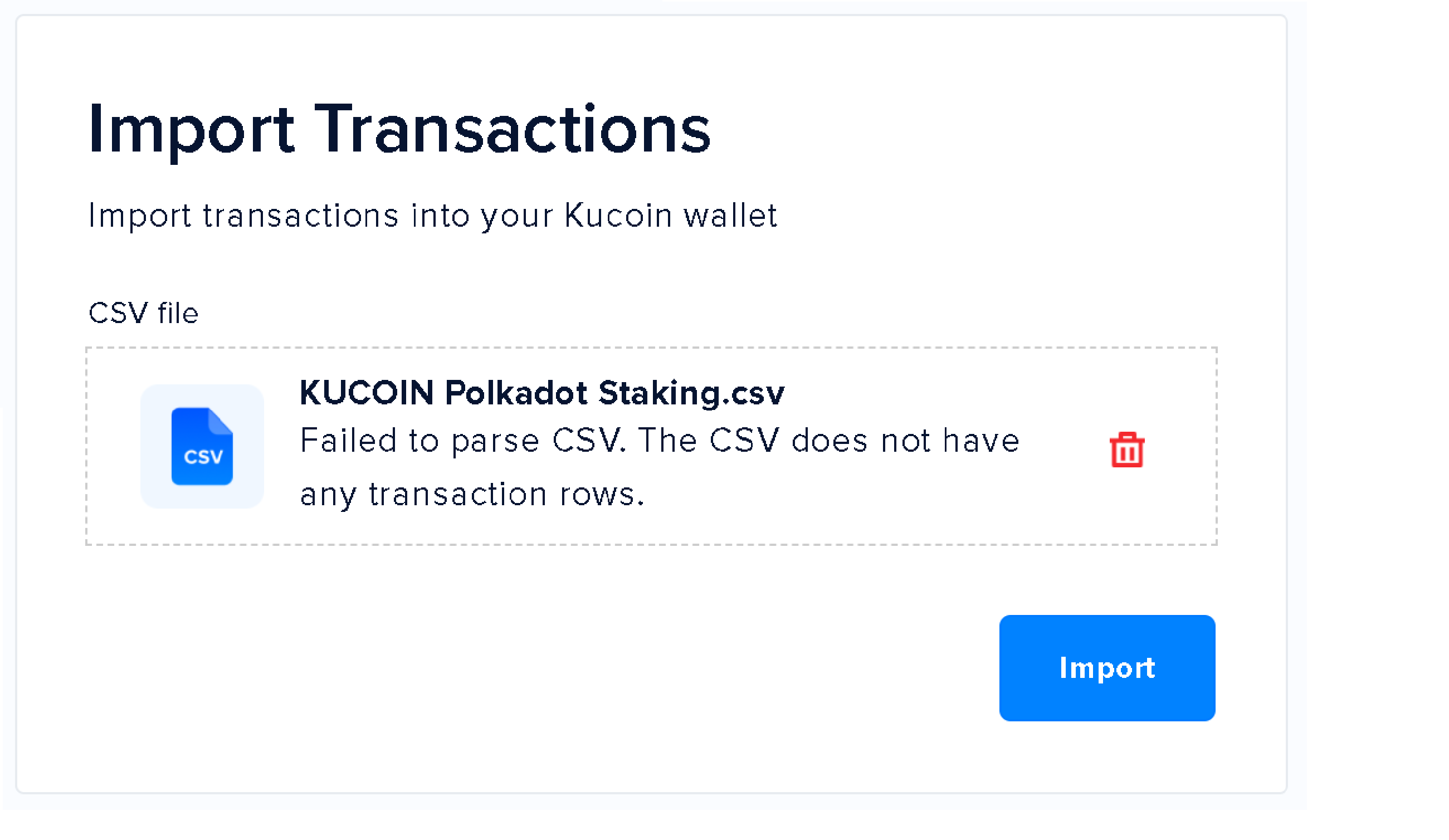 Unable to import native CSV for Kucoin exchange Bugs CoinTracker