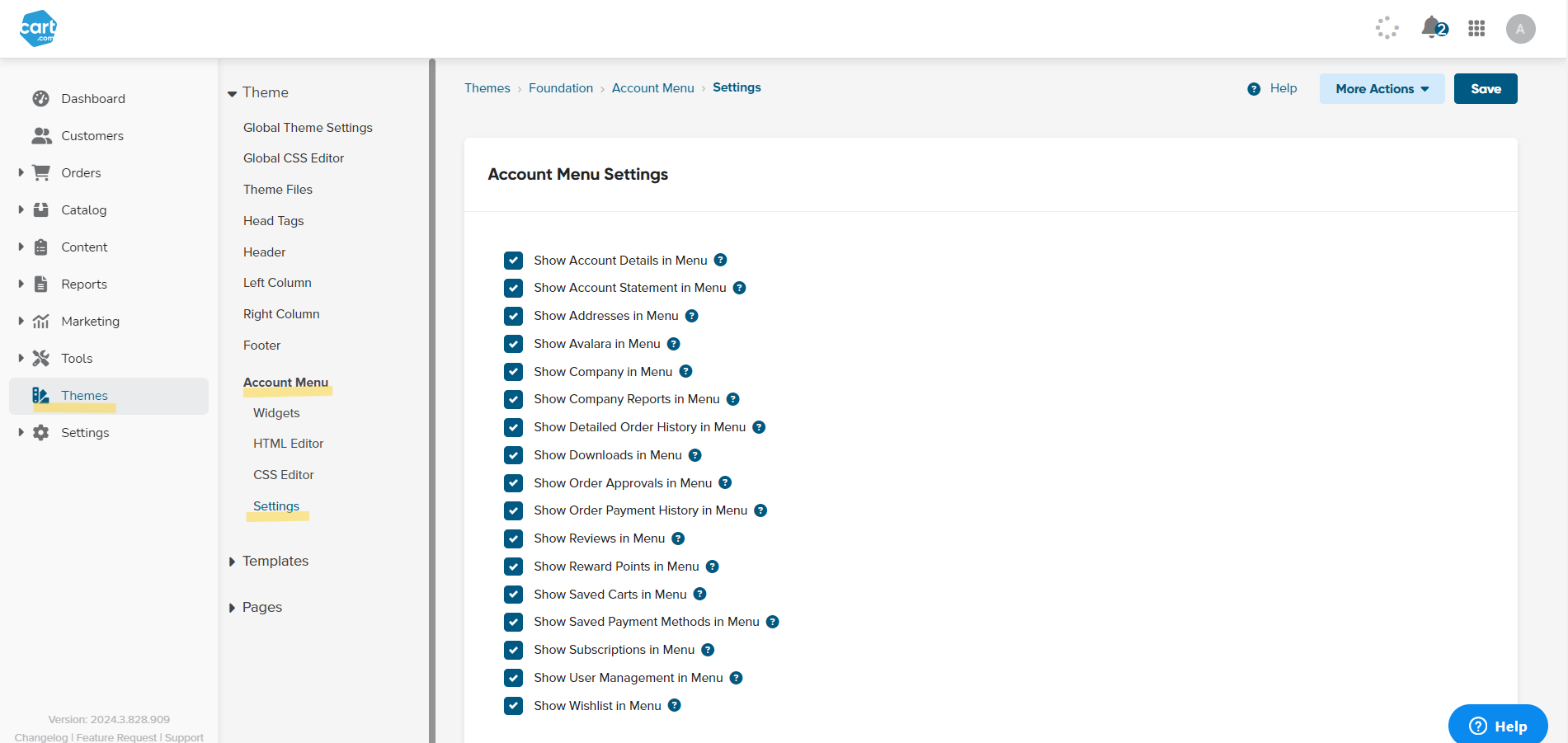 Account Menu Setting