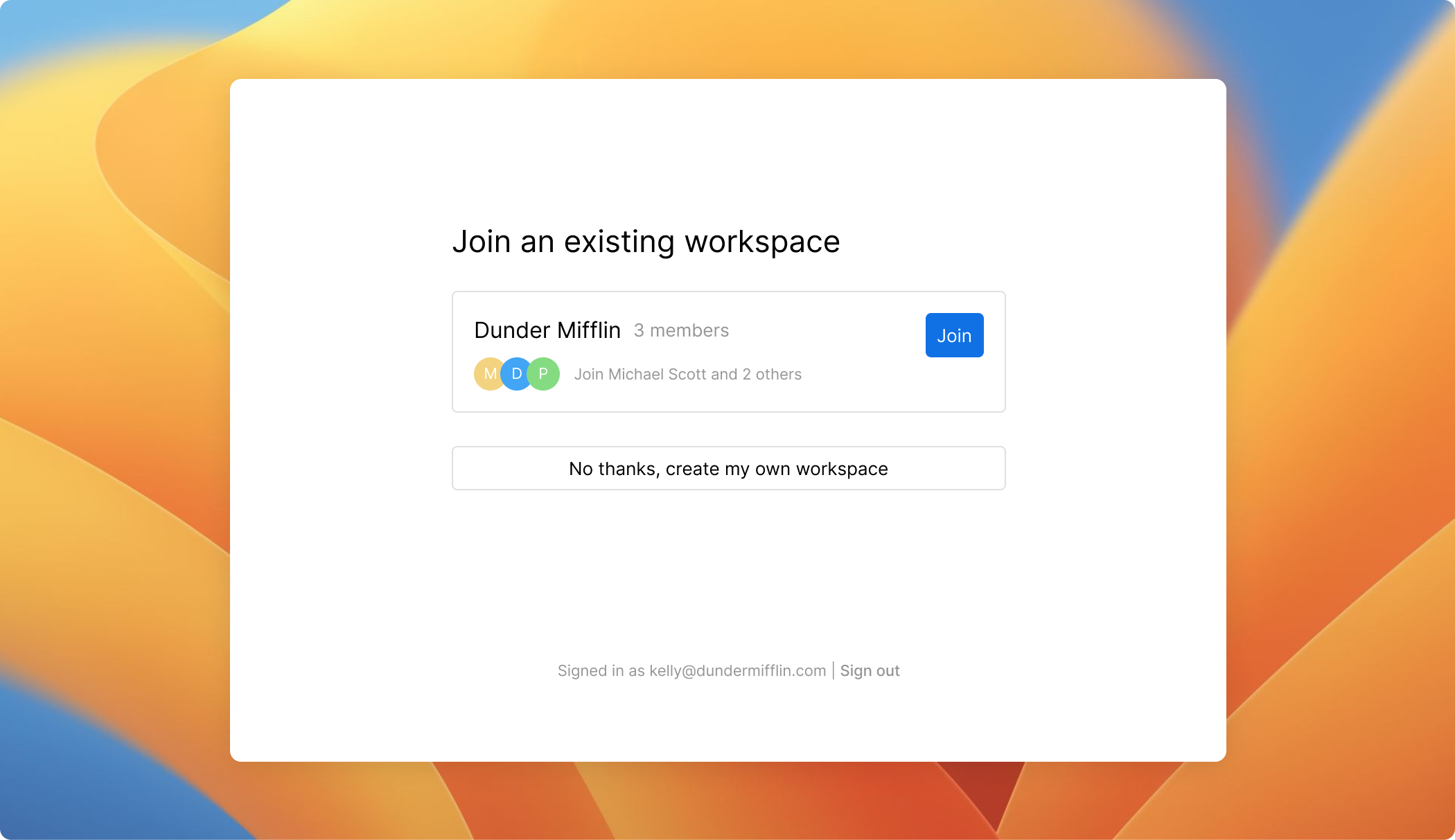 Join existing workspace
