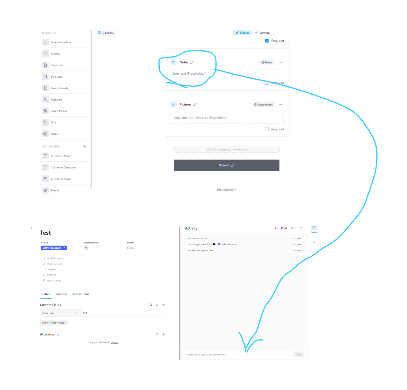 Comment field for forms | Voters | ClickUp