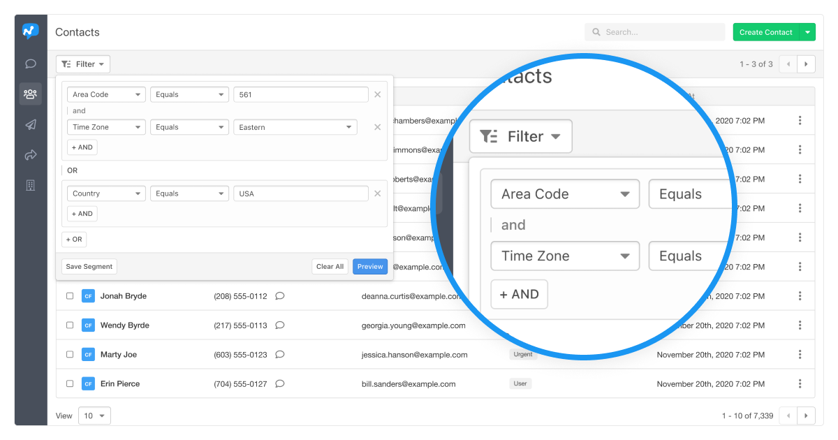 Contact Filters_ State, Timezone, Area Code, Custom Fields