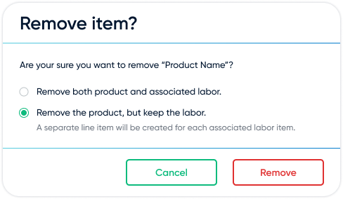 Remove Item Confirmation Modal