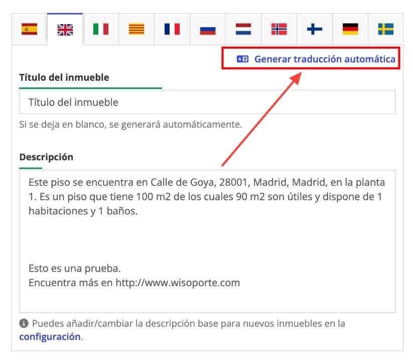 Genera la traducción automática de la descripción de inmueble en un solo _c