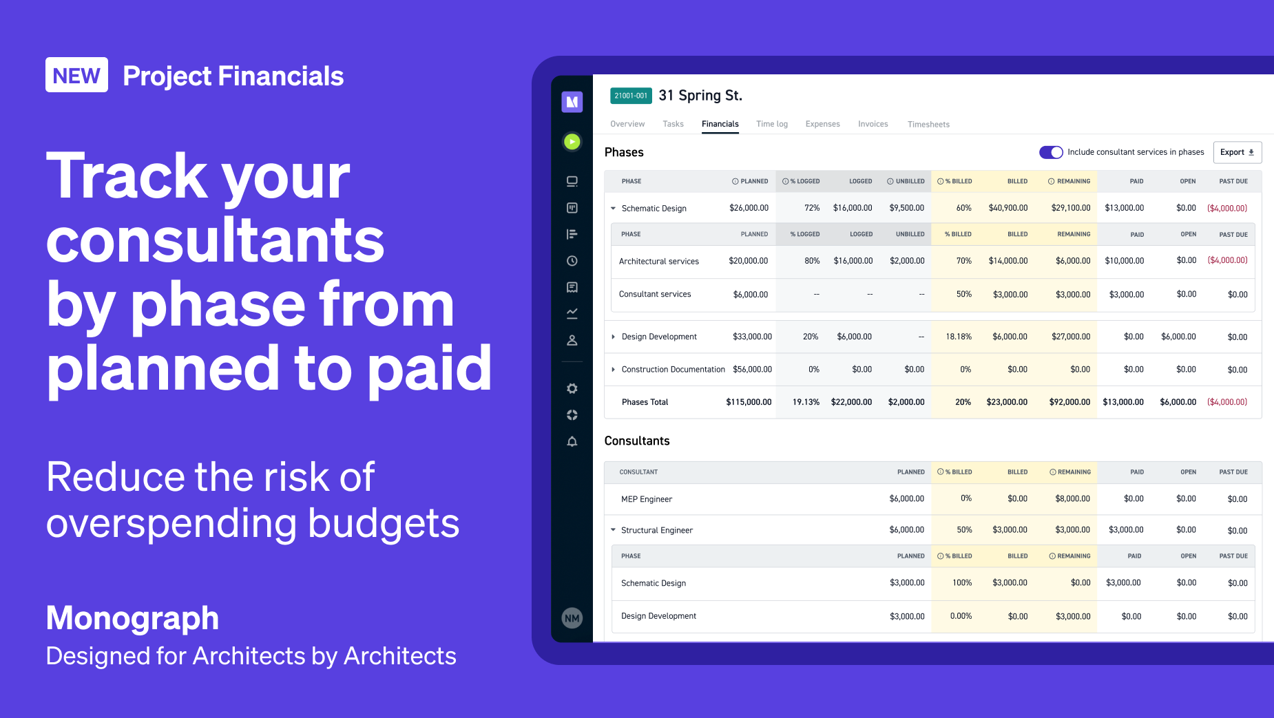 Monograph-Track-Fees-Consultants-Phases-Budget-Plan-Logged-Paid-Architects-Engineers