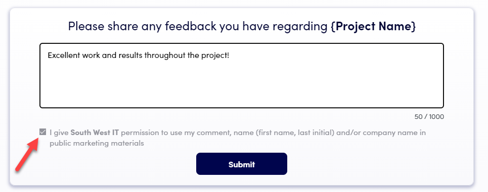 Project Surveys marketing checkbox preview