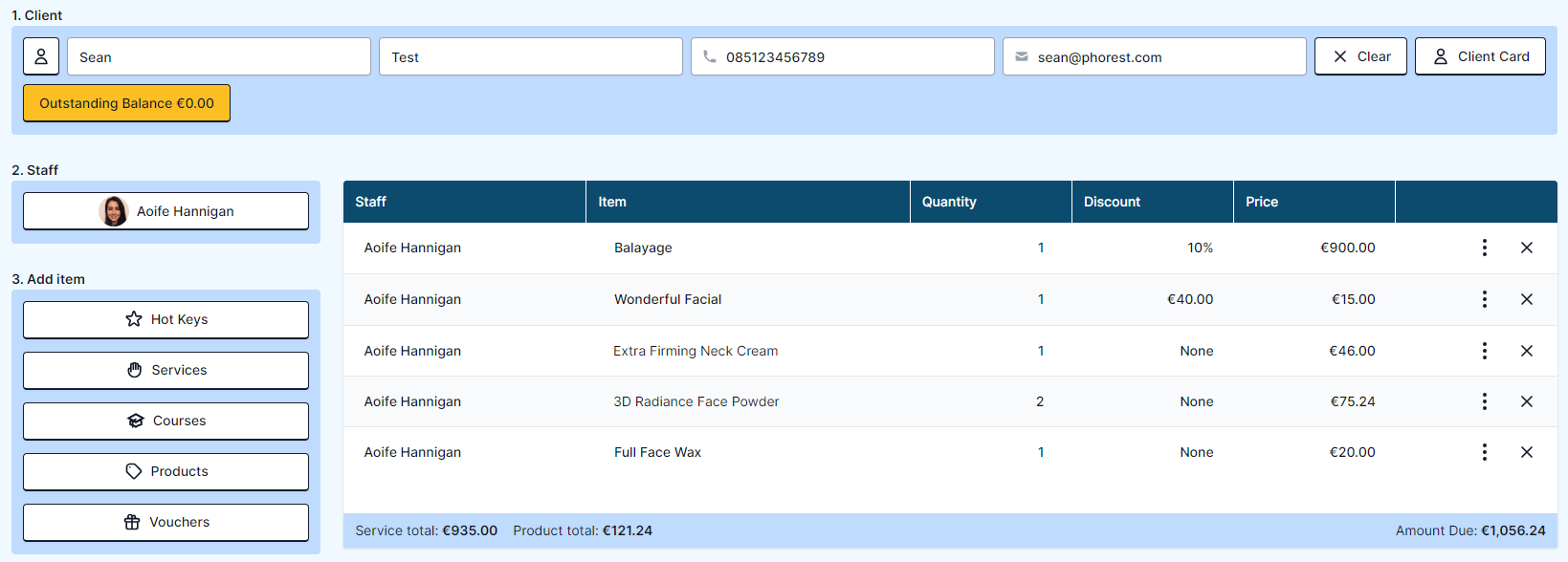 Example quote transaction