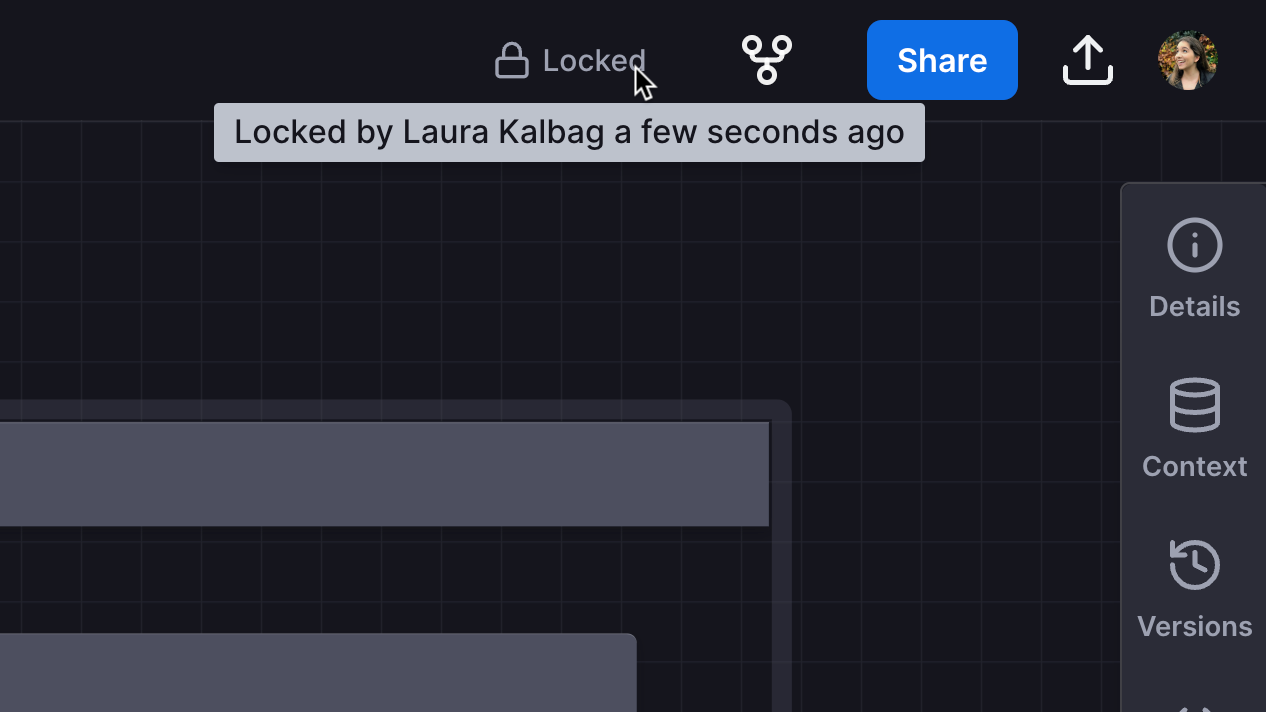 Hovering over the Locked status to read that the machine was Locked by Laura Kalbag a few seconds ago.