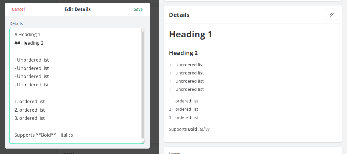 markdown formatting example