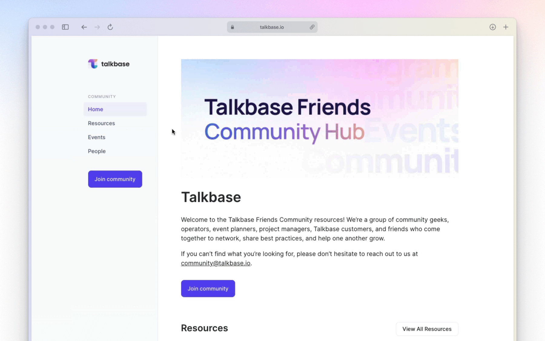 Talkbase Community Page