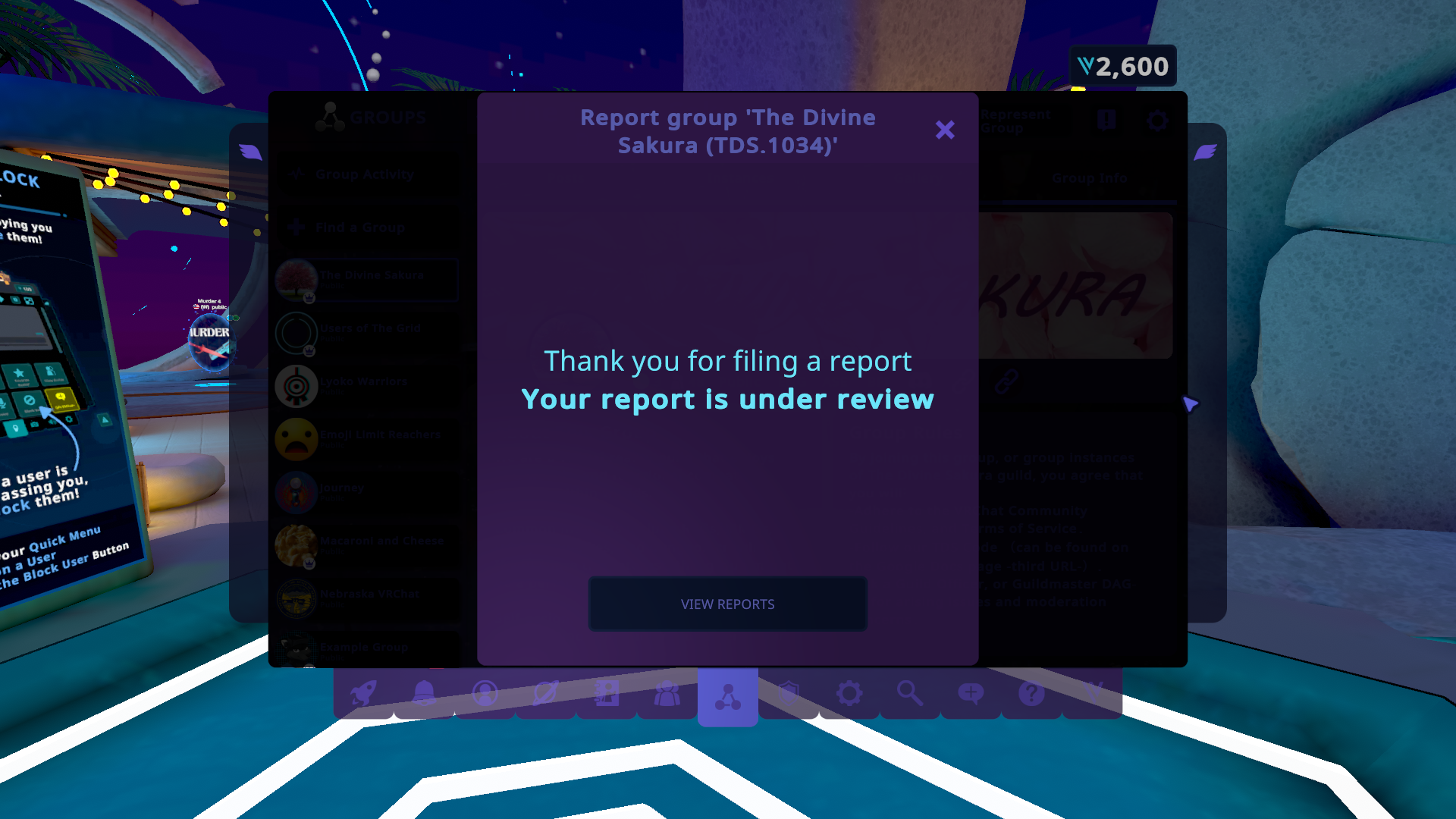 [1486] I can report my own groups (lol) | Voters | VRChat