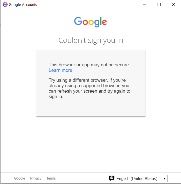 Not able to login with Google trying to attach Google files | Bugs