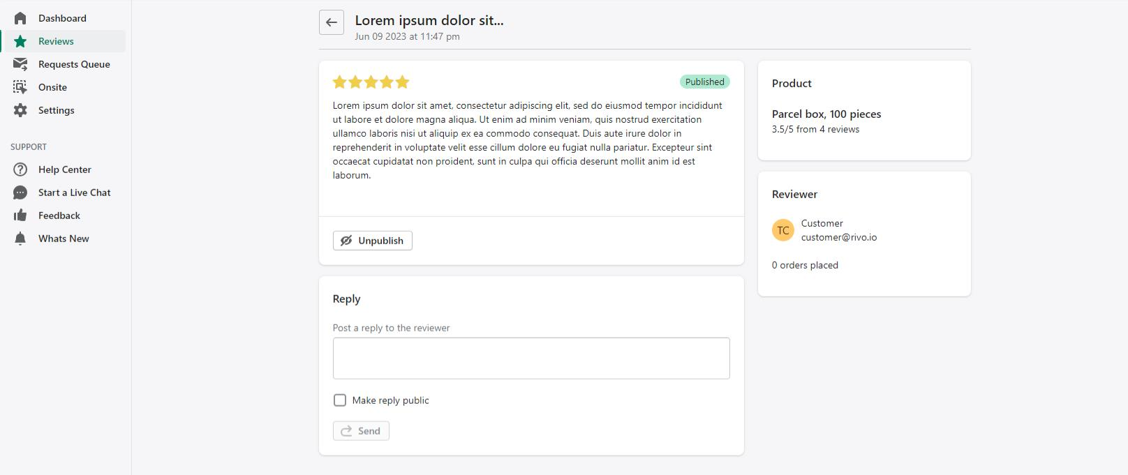 REV - Reviews page