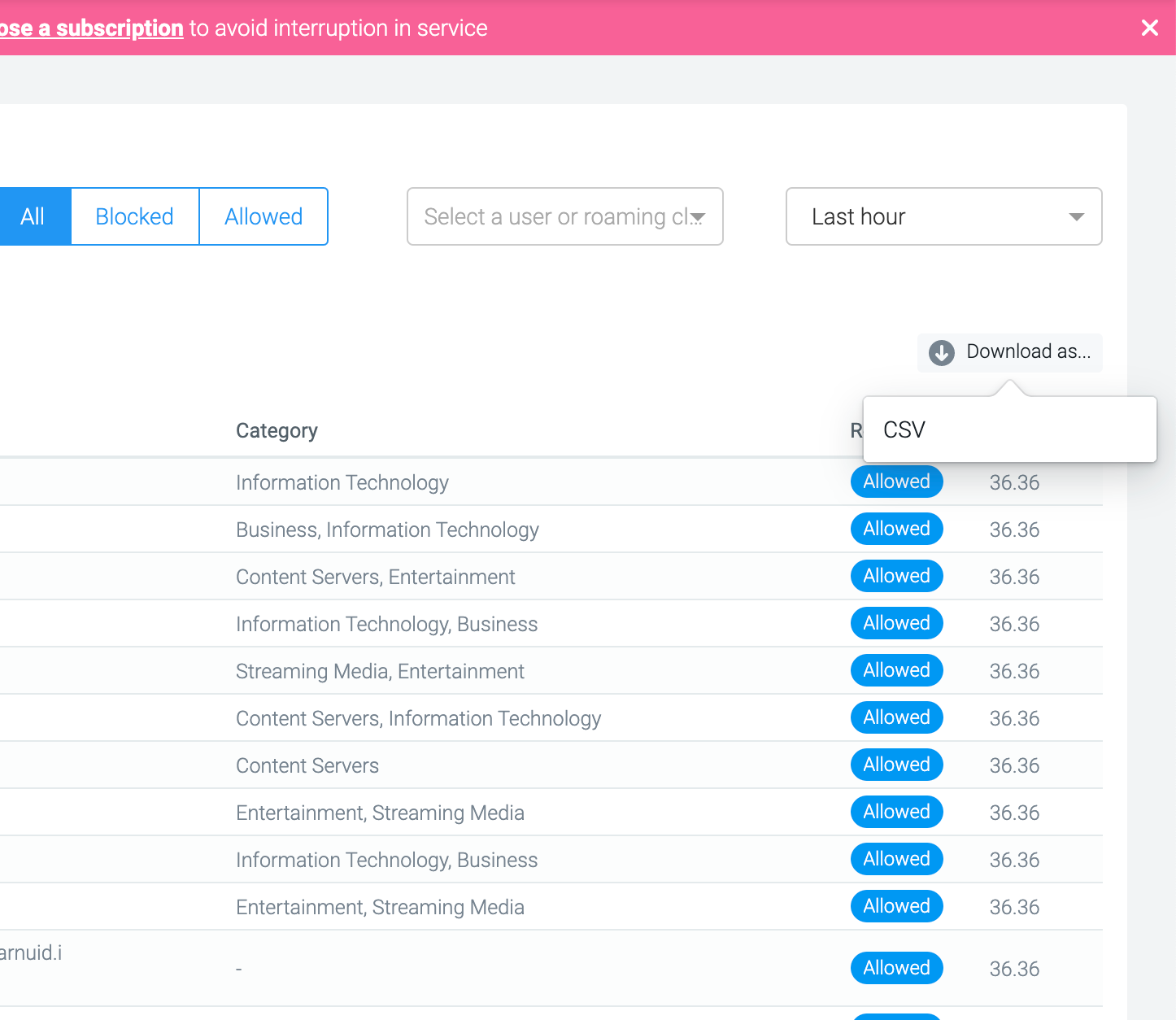 CSV Downloads