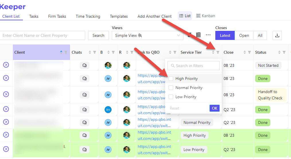 Client Priority | Feature Requests | Keeper
