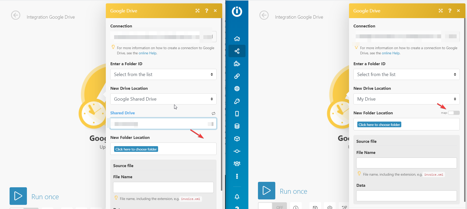 how to upload file in shared with me google drive
