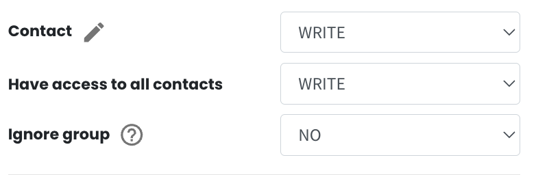role ignore group - contact