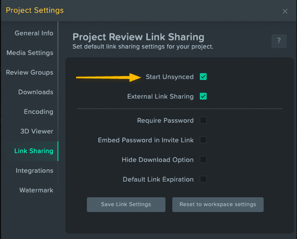 "Start Unsynced" Project setting