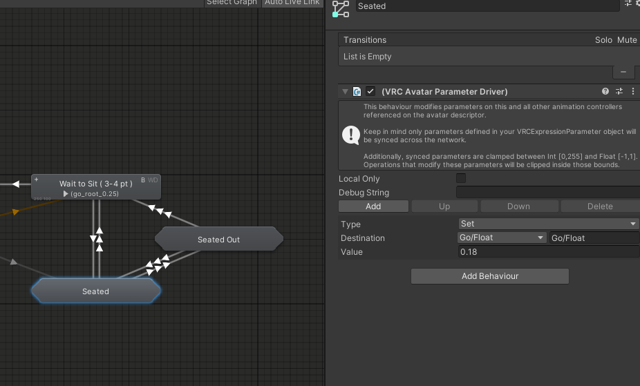 Parameter driver don't work in the sitting controller | Voters | VRChat
