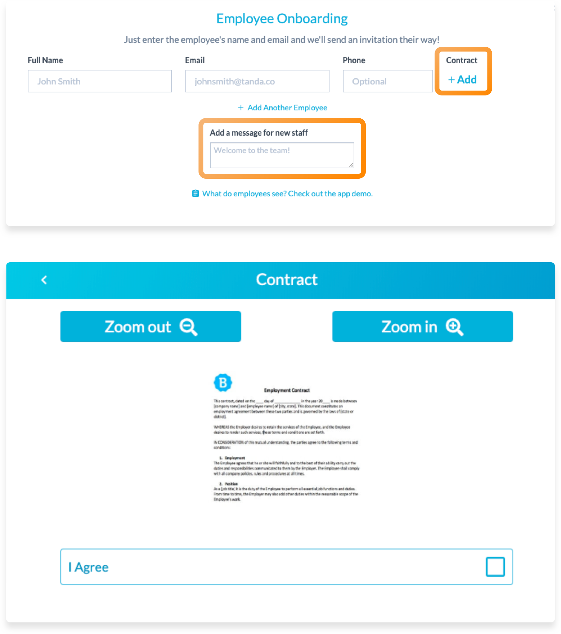 Contract + Message - onboarding