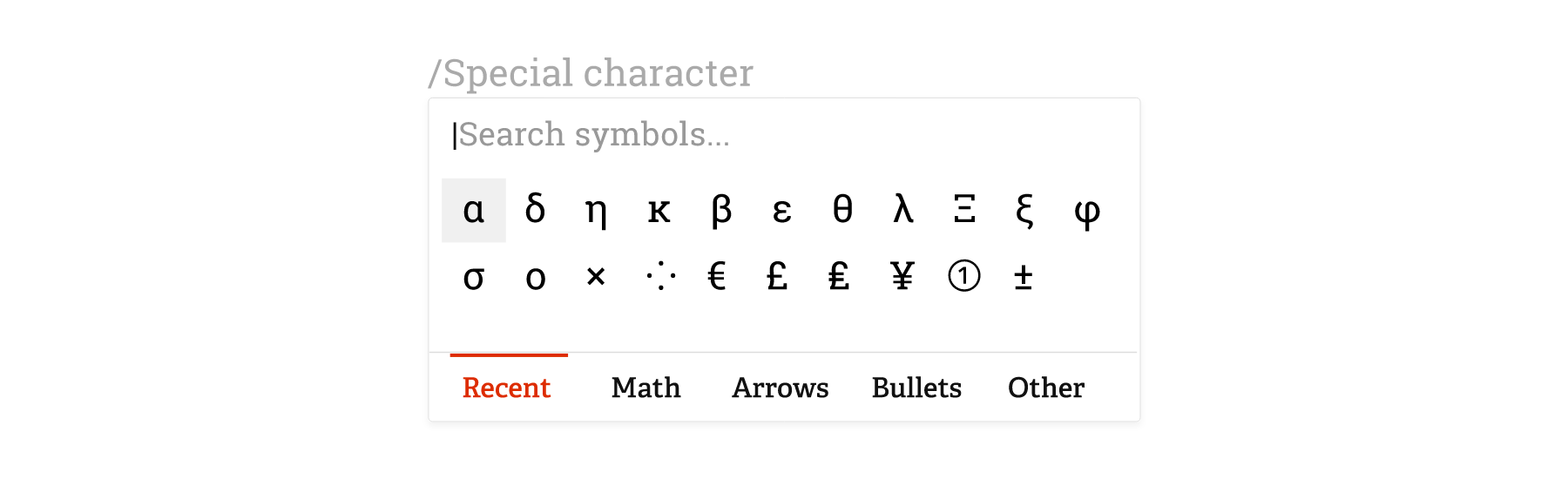 Special character lookup