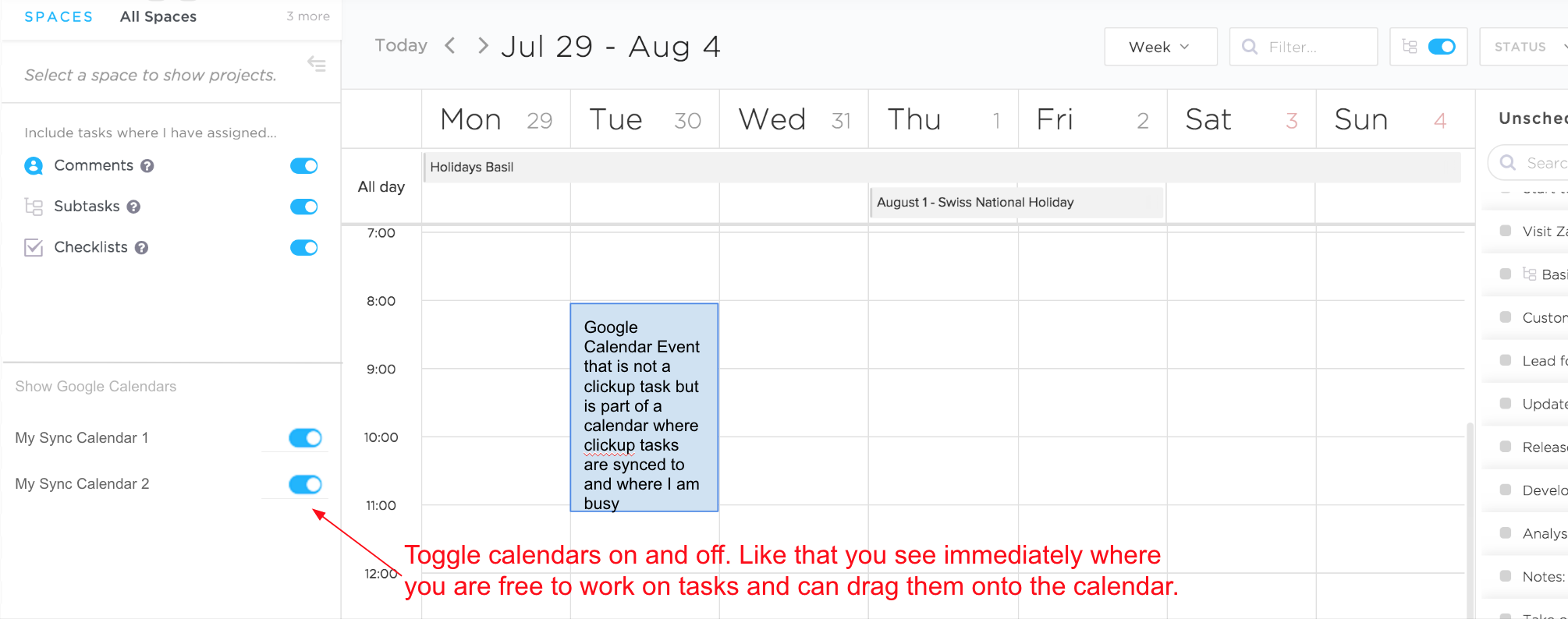 Overlay Google Calendars in Time View Feature Requests ClickUp