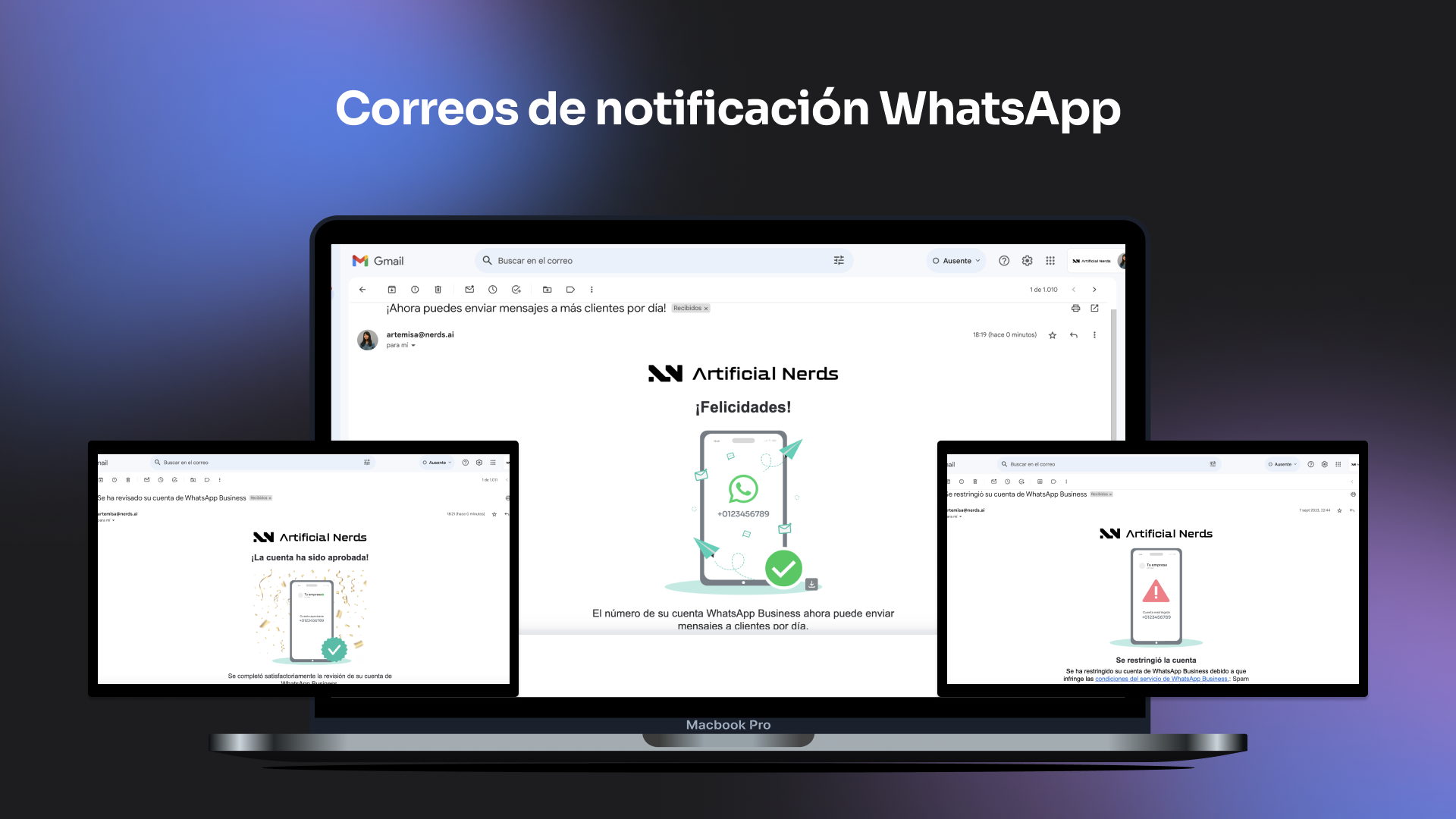 Correos de notificación WhatsApp